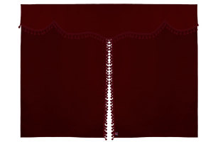 Tenda da letto a 3 pezzi in camoscio, con pompon a nappina bordò bordò Lunghezza 149 cm