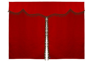 Suede look truck bed curtain 3-piece, with tassel pompom red brown Length 149 cm