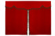 Bäddgardin i mockalook, 3-delad, med tofs och pompom röd brun Längd 149 cm