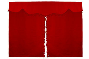 Suede look truck bed curtain 3-piece, with tassel pompom red red Length 149 cm