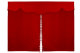 Bäddgardin i mockalook, 3-delad, med tofs och pompom röd röd Längd 149 cm