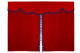 Bäddgardin i mockalook, 3-delad, med tofs och pompom röd syren Längd 149 cm