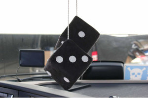 suedelook truck cube, 12x12cm, hanging with cord for (fuzzy dice)