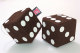suedelook truck cube, 12x12cm, hanging with cord for (fuzzy dice) dark brown white