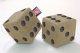 suedelook truck cube, 12x12cm, hanging with cord for (fuzzy dice) caramel black