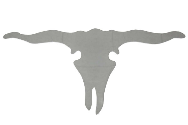 Sagoma di teschio di toro, acciaio inox, media (31 x 15 cm)