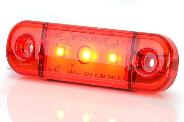 LED-positionsljus, 12-24V, slim extra thin med 3x LED röd