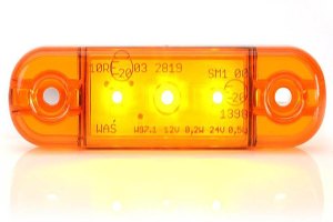 LED zijmarkeringslicht, 12/24V, slank extra dun met 3x LED oranje