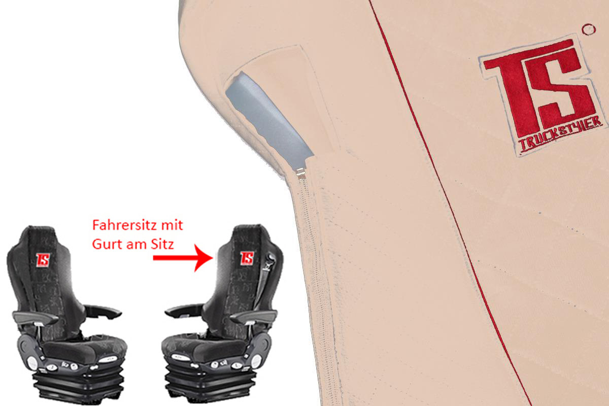 Sitzbezüge mit TS Logo passend für MAN TGA, TGX, TGS, TGM, TGL, hohe Sitze