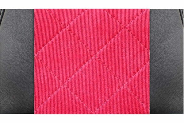 Lämplig för DAF*: XF105 / XF106 / CF (2012-...) Sätesöverdrag med TS-logotyp läderimitation kant svart cord tyg, quiltad, röd