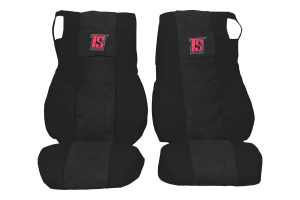 Suitable for DAF*: XF105 EURO5 und XF106 EURO6 seatcovers TS Leatherette edge black Wildleatheroptics, stitched, black