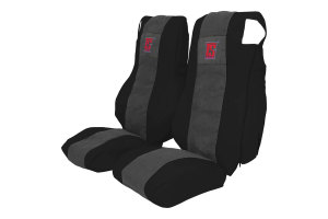 Suitable for DAF*: XF105 EURO5 und XF106 EURO6 seatcovers TS Leatherette edge black Wildleatheroptics, stitched, grey