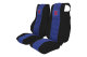 Geschikt voor DAF*: XF105 / XF106 / CF (2012-...) Stoelhoezen met TS logo rand imitatieleer zwart suède look, doorgestikt, blauw