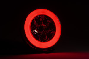 LED-bakljus, 2 funktionslampor 12/24 volt, flerkammarbakljus, rund