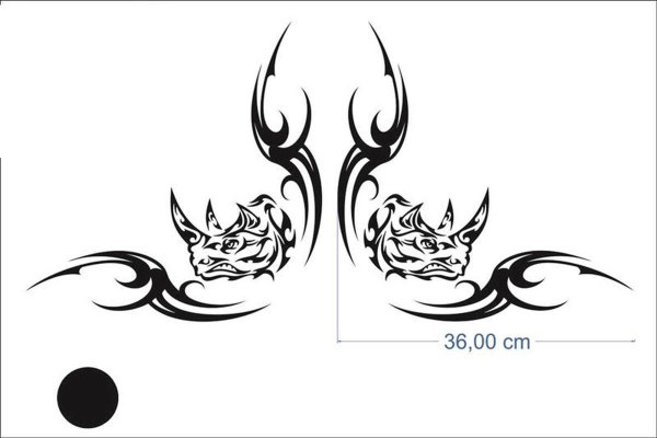 Lkw Aufkleber für Seitenscheibe, Scheibendekor Set Rhino1 schwarz