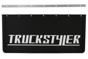 Truck mud flap, front sling, black, extra thick, TS imprint