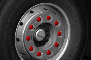 1x Truck Wheel nut Cap, plastic 32mm red