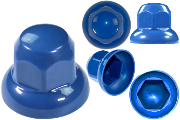 1x Lkw Radmuttern Abdeckkappe Kunststoff 32mm blau