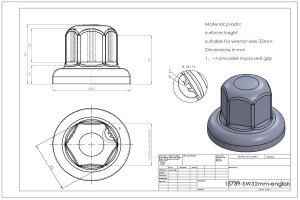 1x Lkw Radmuttern Abdeckkappe Kunststoff 32mm blau