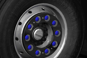 1x Lkw Radmuttern Abdeckkappe Kunststoff 32mm blau
