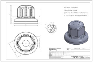 1x Truck Wheel nut Cap, plastic 33mm black