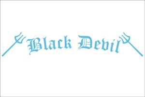 Sticker &quot;Black Devil&quot; voor voorruit 125*25cm normale snit lichtblauw