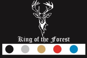 Aufkleber &quot;King of the Forest&quot; f&uuml;r Frontscheibe 40*30cm normal geschnitten weiss