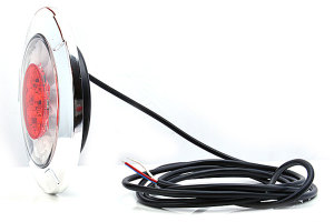 LED Heckleuchte, Einbauversion 10-30V, rund, R&uuml;ckfahr-Nebelschlussleuchte inkl. 2,5m Kabel und e-Pr&uuml;fzeichen