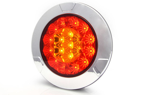 Luce posteriore combinata a LED, versione da incasso 10-30V, rotonda, indicatore di direzione, luce di stop e luce posteriore, incl. cavo da 2,5 m e e-mark