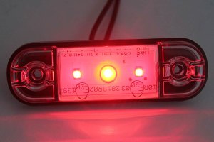 LED Begrenzungsleuchte, 12-24V, slim extra d&uuml;nn mit 3x LED Rot, Glasklar