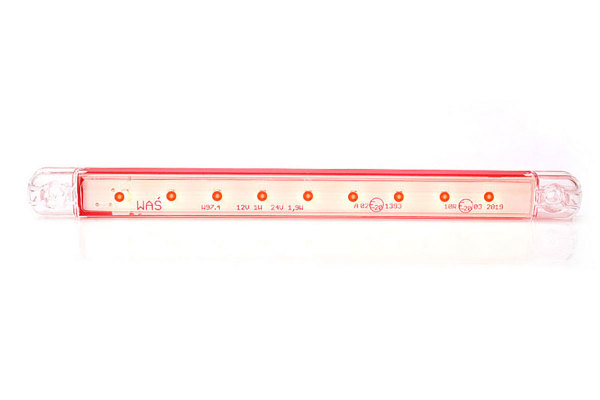 LED-markeringsljus 12/24V, slimmade, extra platta röda, klarglas