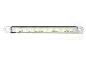 LED-markeringsljus 12/24V, slimmade, extra platta r&ouml;da, klarglas