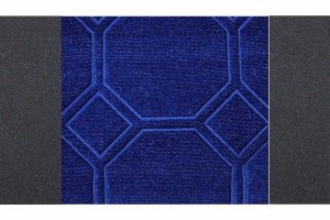 Passend f&uuml;r Mercedes*: Atego, Axor, Actros (1996-2014) Design Set Sitzbez&uuml;ge mit TS Logo Stoffrand schwarz Mikrofaser, abgesteppt, blau luftgefedert