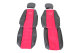 Lämplig för Mercedes*: Atego, Axor, Actros (1996-2014) F och BF extra nackstöd, design sittklädslar med TS-logotyp konstläderkant svart mocka look, quiltad, röd 2 bälten integrerade