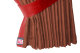Suede-look truck window curtains 4-piece, with imitation leather edge grizzly red* Length 95 cm