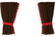 Suede-look truck window curtains 4-piece, with tassel pompom, strong darkening, double processed grizzly red Length 110 cm