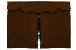 Bäddgardin i mockalook, 3-delad, med tofs och pompom Grizzly svart Längd 149 cm