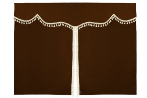 Tenda da letto a 3 pezzi in camoscio, con pompon a nappina grizzly beige Lunghezza 149 cm