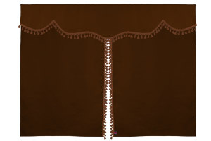Tenda da letto a 3 pezzi in camoscio, con pompon a nappina grizzly caramello Lunghezza 149 cm