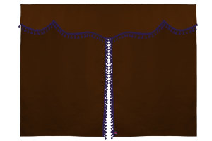 Tenda da letto a 3 pezzi in camoscio, con pompon a nappina grizzly lilla Lunghezza 149 cm