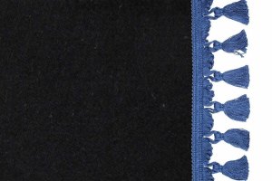 Tenda da letto a 3 pezzi in camoscio, con pompon a nappina antracite-nero blu Lunghezza 179 cm