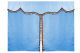 Bäddgardin i mockalook, 3-delad, med tofs och pompom ljusblå Karamell Längd 179 cm
