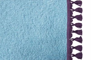 Suede look truck bed curtain 3-piece, with tassel pompom light blue lilac Length 179 cm