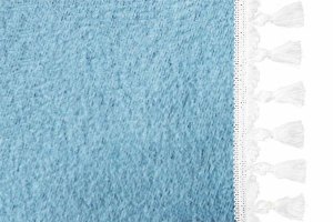 Suede look truck bed curtain 3-piece, with tassel pompom light blue white Length 179 cm
