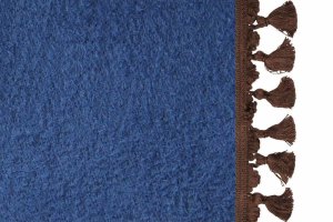 Suede look truck bed curtain 3-piece, with tassel pompom dark blue brown Length 179 cm