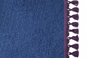 Tenda da letto a 3 pezzi in camoscio, con pompon a nappina blu scuro lilla Lunghezza 179 cm