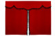 Tenda da letto a 3 pezzi in camoscio, con pompon a nappina rosso nero Lunghezza 179 cm
