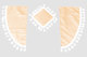 Lkw Gardinenset 11 teilig, inkl Borde beige weiss Länge Gardinen 90 cm, Bettvorhang 175 cm TS Logo