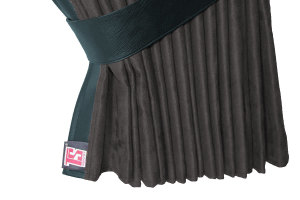 Lkw Bettgardinen, Wildlederoptik, Kunstlederkante, stark abdunkelnd anthrazit-schwarz schwarz* L&auml;nge 179 cm