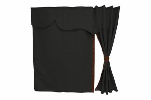Lkw Bettgardinen, Wildlederoptik, Kunstlederkante, stark abdunkelnd anthrazit-schwarz braun* Länge 179 cm